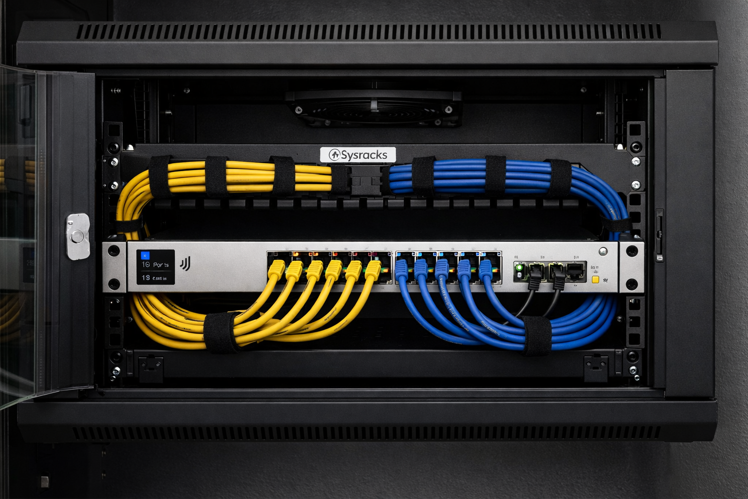Structured networking rack with organized cabling